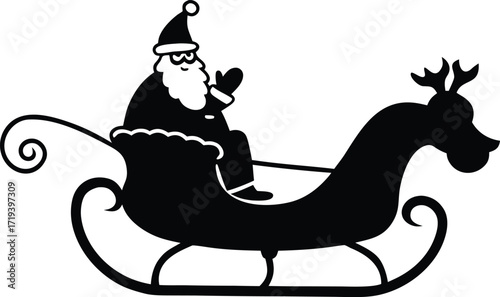 santa sleigh silhouette  santa sleigh icon  vector.eps