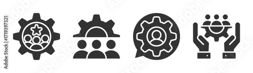 Management icon set multiple concept collection
