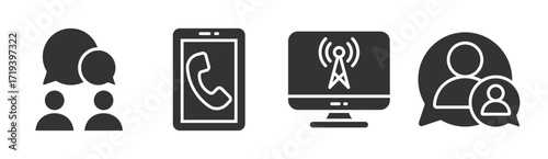 Communication icon set multiple concept collection