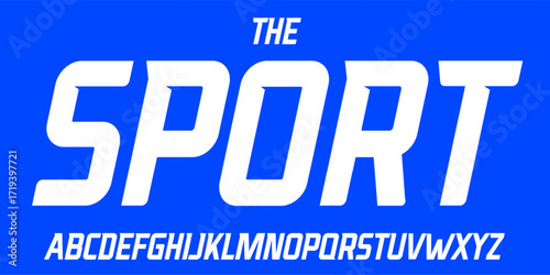 Sporty italic alphabet, wide bold font for powerful dynamic lettering, swift automotive logo, energetic daring headline, car racing branding. Vector typeset