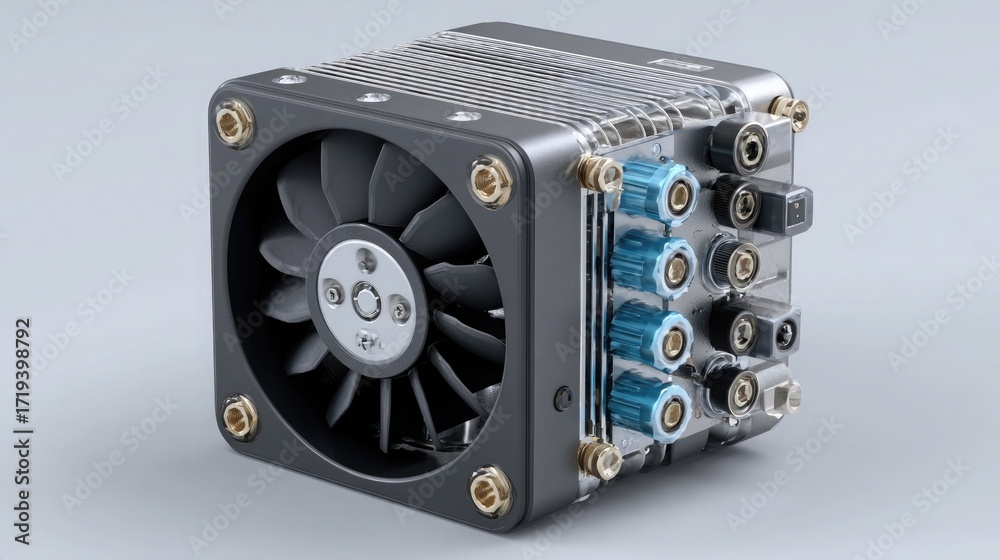 Fototapeta premium Passive cooling system for devices using heat sinks or airflow design without moving parts for silent temperature control