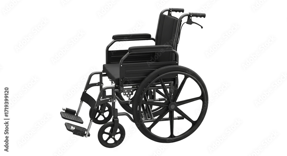 Fototapeta premium A symbol of independence a sleek wheelchair standing ready offering freedom and support on life s journey with black