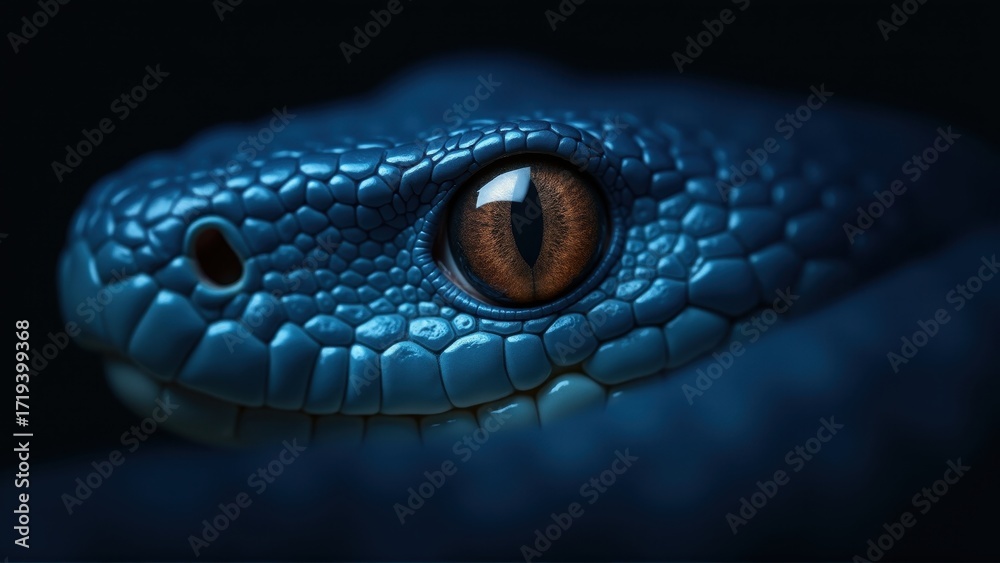Fototapeta premium Close-up of a Blue Snake's Eye