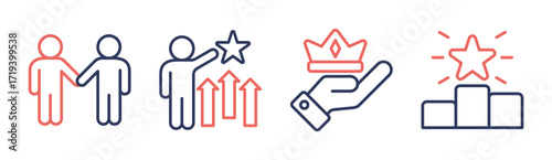 Leardership icon set multiple concept collection