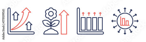 Growth icon set multiple concept collection