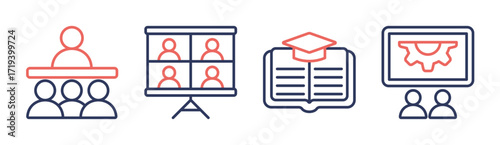 Training icon set multiple concept collection