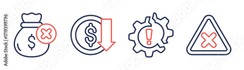 Failure icon set multiple concept collection