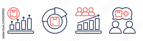 Demand icon set multiple concept collection