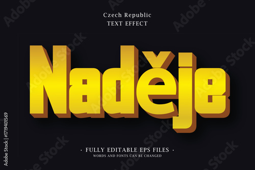 3D Gold Nadje Text Effect - Czech Republic