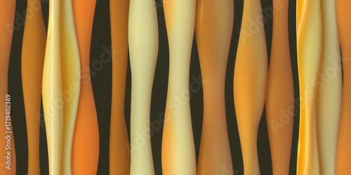 Golden brown abstract background with 3D wavy stripes and smooth gradient texture, elegant modern wallpaper for business and design