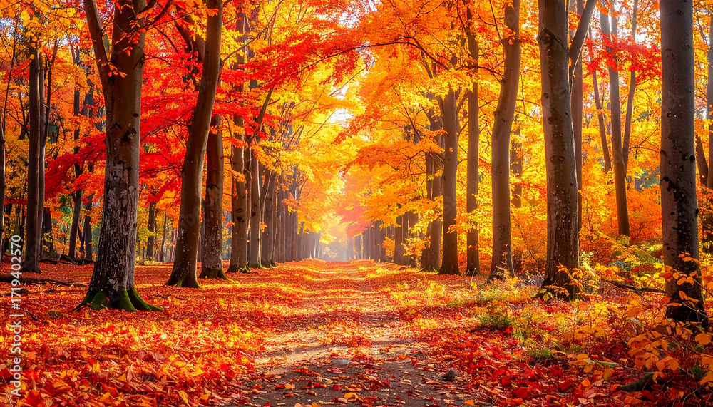 Fototapeta premium A beautiful, blurred autumn background with a clear space for text