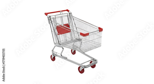 Empty metal shopping cart isolated PNG with Transparent Background