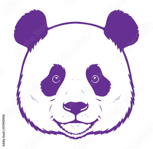 Adorable purple panda face illustration featuring a friendly and playful appearance for design