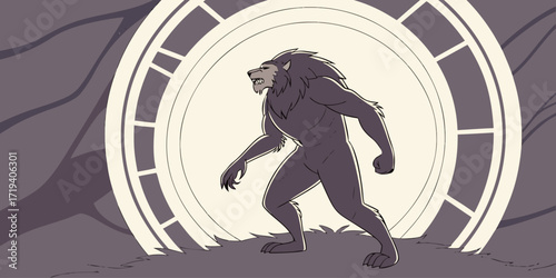 Flat design werewolf illustration
