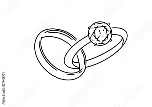 Vector icon of a wedding ring interlock outline 