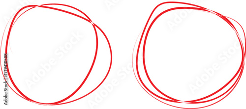 hand drawn red circle. Highlight hand written red color circle. Highlighting marking circle elements