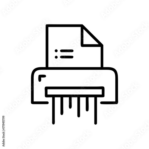 Document shredding process with paper coming from shredder  