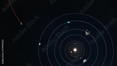 Asteroid Entering the Solar System Top Animated Diagram
