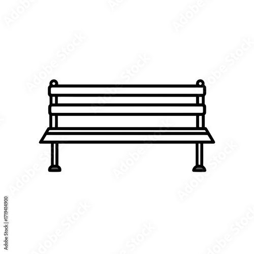 A simple park bench icon on transparent background