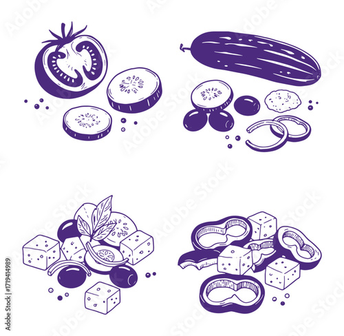 Hand drawn collection of fresh vegetables perfect for culinary designs and recipes
