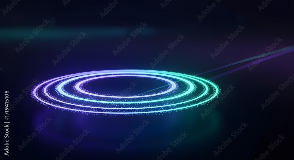 Fototapeta premium Dynamic light trails streak across a blue abstract background, evoking a sense of speed and modern technology