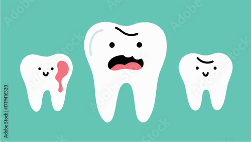 A Scandinavian-style illustration of a cavity. Simple, minimalist illustration. Oral cavity. Dentist. Brushing teeth. Toothpaste.