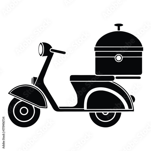 Restaurant food delivery scooter icon simple silhouette for online ordering and takeout services 