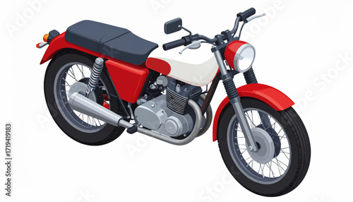 Classic Motorcycle A Red and White Vintage Ride for Adventure and Freedom