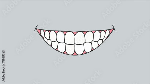 Scandinavian-style teeth alignment. Orthodontics. Beautiful teeth alignment. Monster. Simple, minimalist illustration. Dentistry.