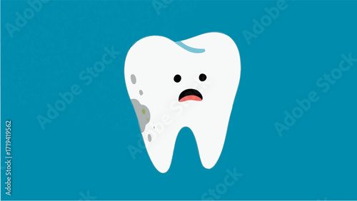 A Scandinavian-style illustration of a cavity. Simple, minimalist illustration. Oral cavity. Dentist. Brushing teeth. Toothpaste.
