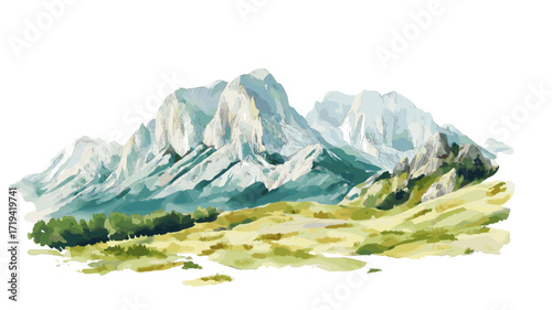Theth National Park. Theth National Park watercolor vector illustration