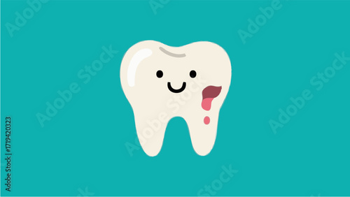 A Scandinavian-style illustration of a cavity. Simple, minimalist illustration. Oral cavity. Dentist. Brushing teeth. Toothpaste.