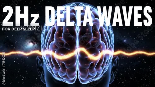 Animated Brain Shows 2Hz Delta Waves for Deep Sleep and Relaxation in Cosmic Science Background