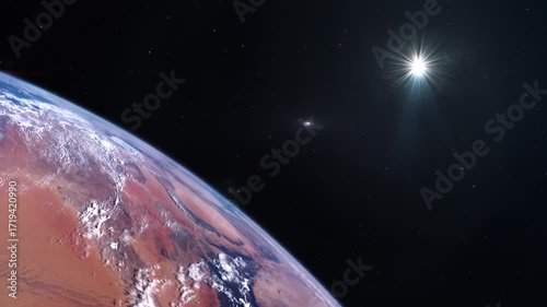 Supernova Seen From Earth Orbit With Desert Below in 4K Resolution