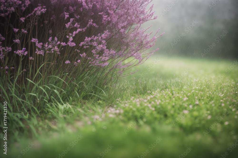 Obraz premium beautiful landscape of rainy summer forest and cloudy weather, beautiful nature