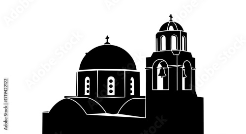 Greek Island Church Silhouette