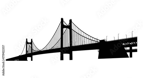 Silhouette of a majestic suspension bridge, a minimalist architectural masterpiece