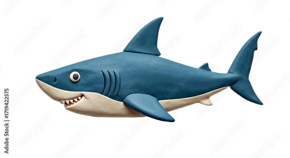 Obraz premium Shark plasticine clay icon isolated on white background friendly side profile