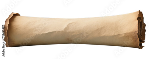 Beige Leather Scroll with Transparent Background, Vintage Illustration for Design