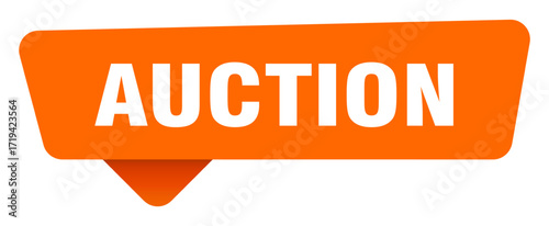 auction sticker. auction orange sign isolated on transpatent background