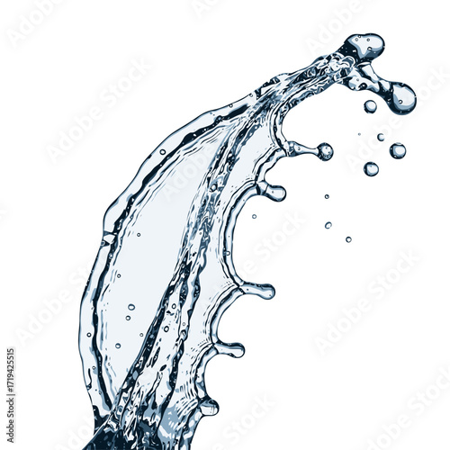 The dynamic and flowing form of water, captured mid-splash, showcases the energy and movement. creating a striking and refreshing visual.