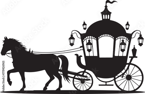 Halloween haunted carriage horse silhouette spooky design