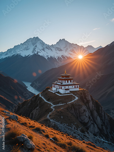 Wallpaper Mural Picturesque view of the Key Gompa Monastery (4166 m) at sunrise. Spiti valley, Himachal Pradesh, India. Torontodigital.ca