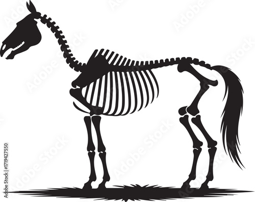 Halloween horse skeleton silhouette spooky vector