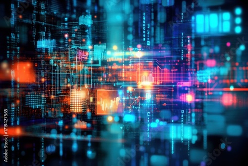 Wallpaper Mural Digital glowing city abstract artwork Torontodigital.ca