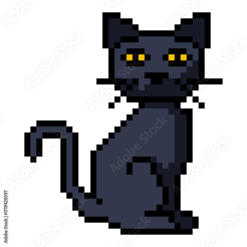 Pixel Art Icon - Black Cat