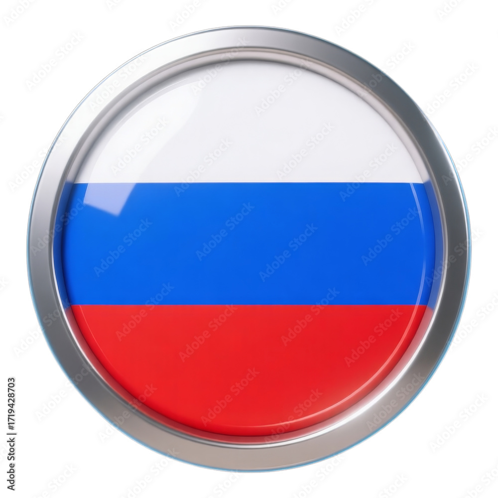 Fototapeta premium Glossy Red and Blue Stripe Button on Transparent Background, 3D Realism Graphic for Web Design