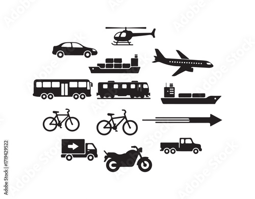 Transport icon set - vector outline

