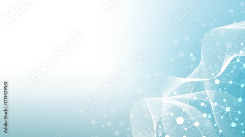 Modern abstract molecules structure for science or medical background. DNA helix or atom visualization. Molecular wave flow abstract background, illustration