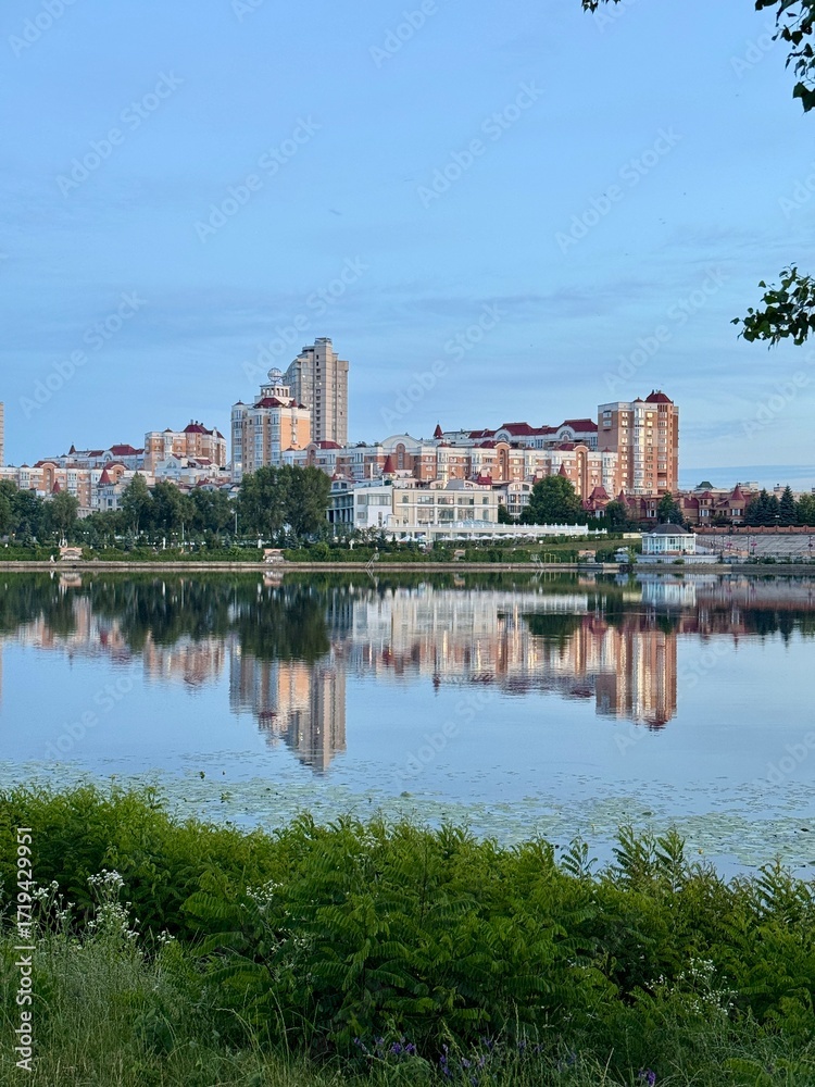 Fototapeta premium view from Obolon island, Kyiv, Ukraine